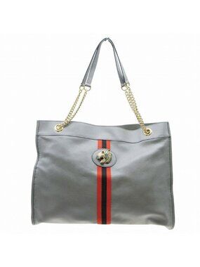 Gucci Rajah Taiga Head Chain Large Tote Gray